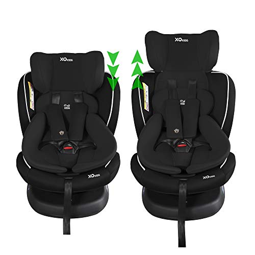 XOMAX S64 Silla de coche Isofix giratoria 360 grados I inclinable I Grupo 0+/1/2/3 I evolutiva 0-36 kg, 0-12 años I Funda extraíble y lavable I ECE R44/04