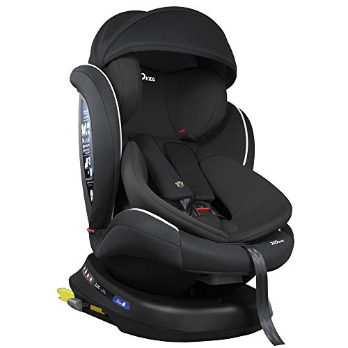 XOMAX S64 Silla de coche Isofix giratoria 360 grados I inclinable I Grupo 0+/1/2/3 I evolutiva 0-36 kg, 0-12 años I Funda extraíble y lavable I ECE R44/04