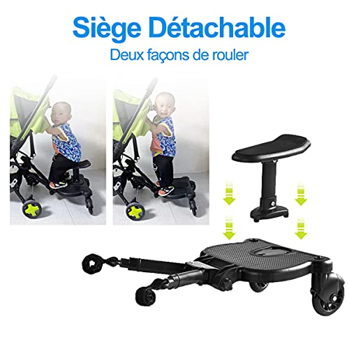 Xverycan Patinete Carro Bebe Universal, Tabla de Cochecito, Desmontable Asiento Para Cochecito, Coche de Paseo Universal Plataforma con Ruedas Para Carrito Infantil, Para Niños de 2 a 6 Años (25 kg)