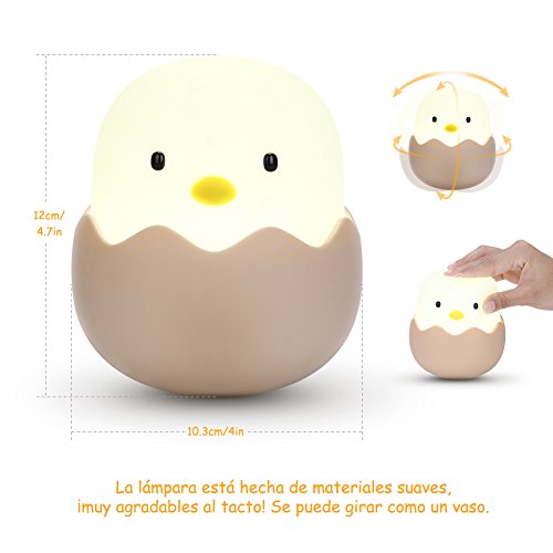 YISSVIC Luz Nocturna Bebé Lámpara Infantil LED Silicona Pollito Recargable Regalo para los Niños Bebés