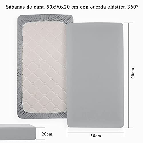 YOOFOSS 2 Piezas Protector de Colchón de algodón para Cuna 50×90 cm Cubrecolchones Sábanas Cuna Cubre Colchon Transpirable Colcha de Bebé Colchon