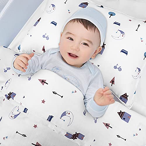 Yoofoss Juego de 2 Ropa de Cama para Bebés Edredones Muselina de Algodón Funda Nórdica 100x135 cm Funda de Almohada 40x60 cm con Motivo de Animales