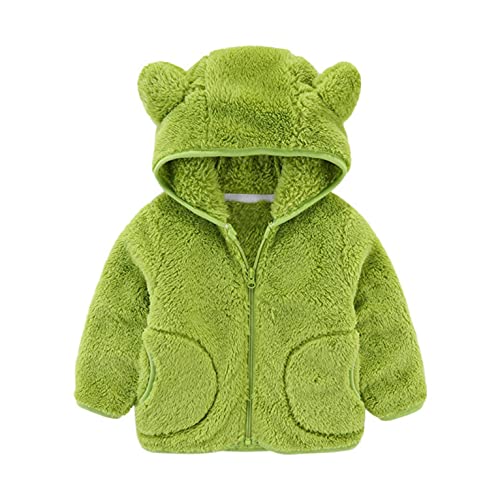 YWLINK Bebé NiñOs NiñOs NiñAs Polar Cremallera Completa Sudadera Con Oso Orejas Color SóLido Abrigo SuéTer OtoñO Invierno Chaqueta Con Capucha