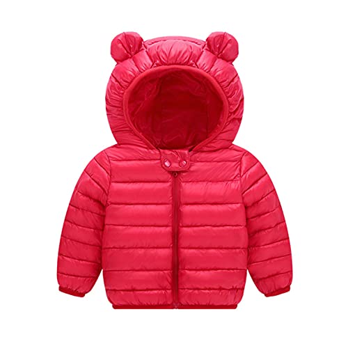 YWLINK Chaqueta Con Capucha 1-4 AñOs De Edad, Invierno Ropa De AlgodóN CáLido NiñA Bebé Abrigo De Oso Con Color SóLido Chaqueta De Plumas Casual Abrigo Con Cremallera Invierno Regalo De CumpleañOs