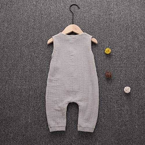 YWLINK Mono De Bebe,Verano Mezcla De AlgodóN NiñO Sin Mangas Color SóLido Doblar Camisola Mono Lindo Ocio Y Confort Ropa De Bebe Todos Los Dias Al Aire Libre(Gris,18-24 meses/100)