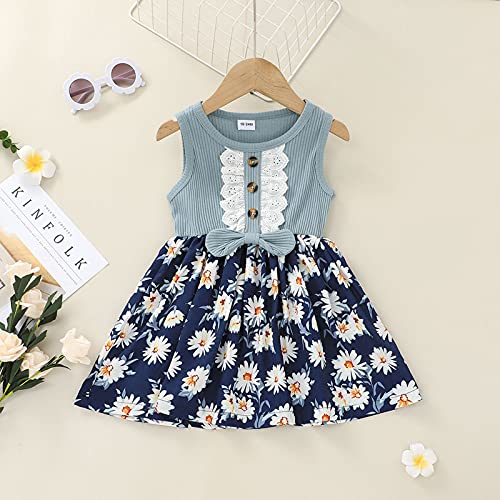 YWLINK Vestidos para NiñAs Verano Sin Mangas De Empalme con Volantes Vestidos Estampado De Flores Preciosa Falda Fresca Y Barata Ropa Bebe Dulce Flor Vestidos Fiesta Tutú Princesa Vestido 2-6 AñOs