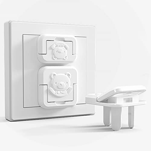 10 Piezas de Outlet Fundas Dibujos Animados Decorativo Bebé Socket Guards Guards Safety Plastic Safe Block Taps Habitación Interior, 3 Hoyos, 10pcs