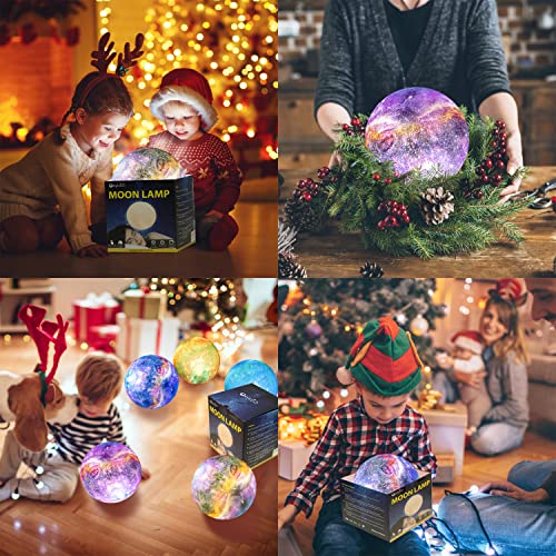 12cm Lámpara Luna 3D, OxyLED Brillo Regulable 16 Colores RGB Recargable USB Control remoto y Control táctil LED Lunar Luz Nocturna Decorativa para Dormitorio, Salón, Regalo para Mujeres y Niños