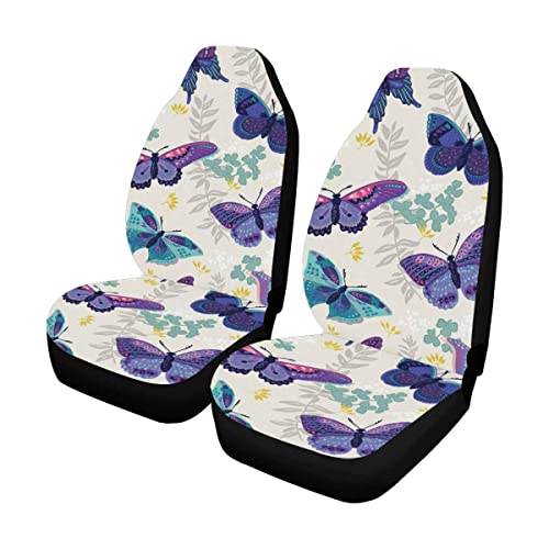 135 2 Piezas Fundas para Coches Asientos Hermosa Mariposa Cubiertas De Asiento De Auto Fácil De Limpiar Y Arreglar Funda Asiento Coche para Camión, Coche, 52X138Cm