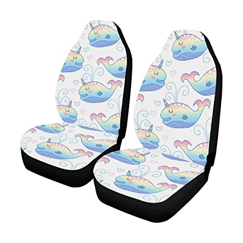 135 2 Piezas Fundas para Sillas De Coche Dibujos Animados De Ballena Bebé Lindo Fundas para Asientos Fácil De Limpiar Y Arreglar Fundas para Asientos Delanteros para SUV, Camión, 52X138Cm