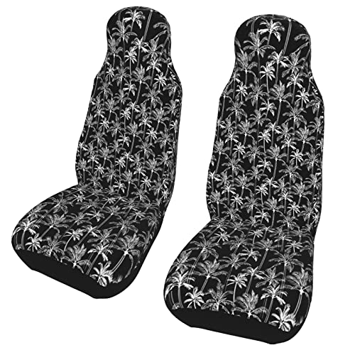 135 Protector De Asiento Marcador Palmas Negro Funda Asientos para Delanteros Transpirable Funda Asiento Coche para Camiones, Camión, Coche, 52X138Cm