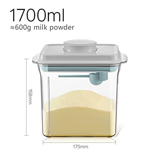 1.7L Caja Portátil de Leche en Polvo,Sellado Caja Transparente Leche en Polvo, Caja de Almacenamiento de Leche en Polvo, Para Almacenar Leche En Polvo, Frutas y Alimentos Para Bebés