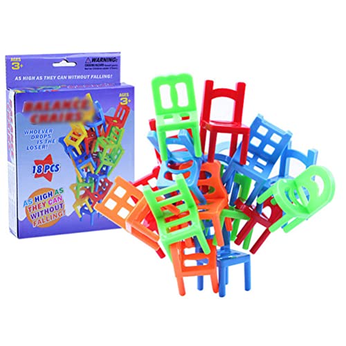 18 piezas de juguetes de equilibrio, sillas de plástico, sillas apilables, juego de equilibrio de la torre, juego de equilibrio multijugador, silla en una silla, sillas apilables, juego de torre