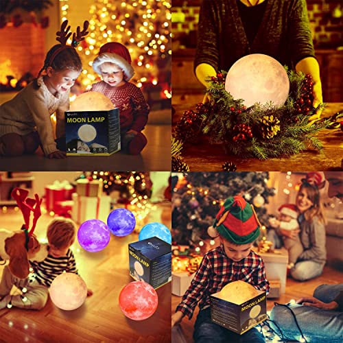 18cm Lámpara Luna 3D, OxyLED Brillo Regulable 16 Colores RGB Recargable USB Control remoto y Control táctil LED Lunar Luz Nocturna Decorativa para Dormitorio, Salón, Regalo para Mujeres y Niños