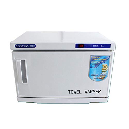 2 en 1 16L UV Esterilizador Toallas Toalla Calentador Ultravioleta Esterilizador Gabinete, Facial Piel Cuidado SPA Belleza Salón Desinfección Equipo, White