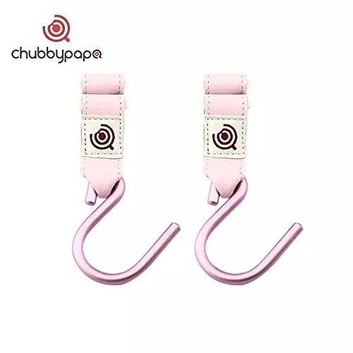 2 ganchos para cochecito de bebé de aluminio/piel sintética con fuerte velcro para cochecito, cochecito y demás (hasta 15 kg), color rosa