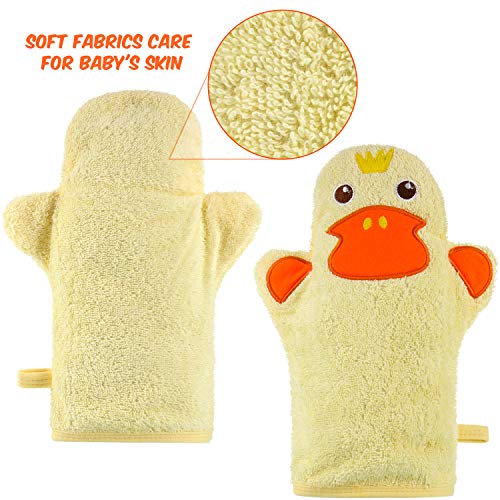 2 paños de baño para bebés con bonitos diseños de animales, toalla de algodón de tiburón de pato amarillo, suave exfoliante para baño y ducha de niños pequeños