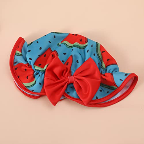 3 piezas traje de baño de niña bikini conjunto de playa con estampado de frutas trajes de baño para bebé bebé traje de playa niña top bikini + pantalones cortos + sombrero, Azul Anguria, 6-12 Meses