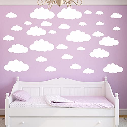 31 pegatinas de pared con nubes blancas para niños, tamaño de mezcla para decoración de dormitorio de niños, bricolaje, hogar, vinilo, nubes, pegatinas murales para habitación de bebé, papel pintado