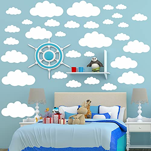 31 pegatinas de pared con nubes blancas para niños, tamaño de mezcla para decoración de dormitorio de niños, bricolaje, hogar, vinilo, nubes, pegatinas murales para habitación de bebé, papel pintado