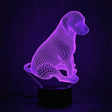 3D Ilusión Optica Perro Luz Nocturna 7/16 Colores Cambio de Control Remoto USB de Suministro de Energía LED Lámpara de Mesa Lámpara Regalo de Cumpleaños Navidad