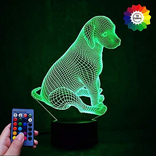 3D Ilusión Optica Perro Luz Nocturna 7/16 Colores Cambio de Control Remoto USB de Suministro de Energía LED Lámpara de Mesa Lámpara Regalo de Cumpleaños Navidad