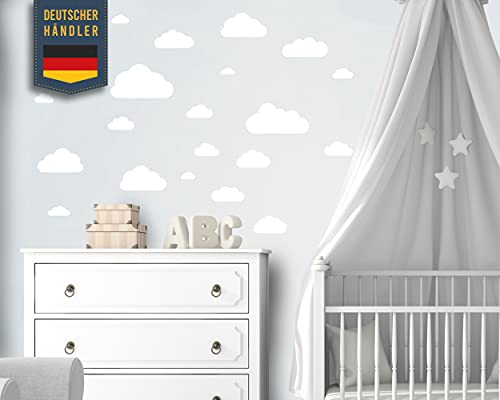 40 partes de nubes con cara juego de calcomanía de pared para guardería, pegatina de pared de astillas de madera colores pastel pegatina de papel tapiz de bebé para pegar, pegatina de pared decoración