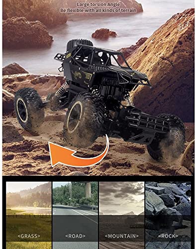 4WD Potente Todo Terreno RC Rock Crawler Coches Eléctricos De Radio Control Off Road RC Monster Trucks Juguetes, Coche De Control Remoto Coches RC De 2.4 Ghz Con 2 Baterías Para Niños Niños Niñas