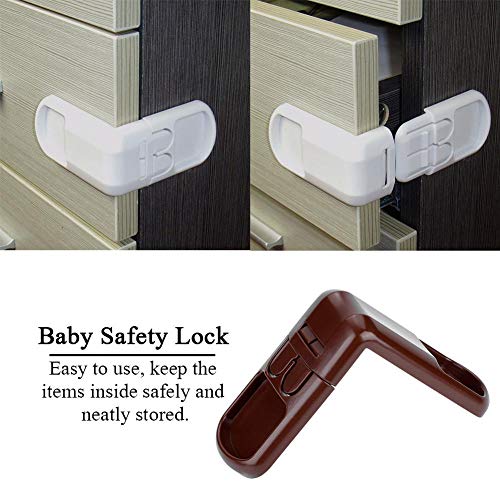 5Pcs Baby Safety Lock Adhesive Cabinet Locks Seguridad infantil para cajones y armarios Baby Proof(marrón)