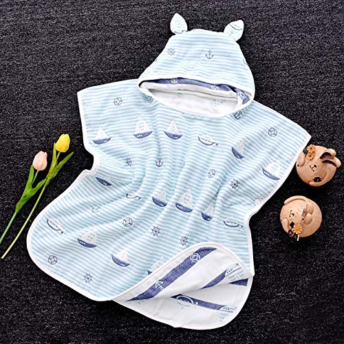 6 Capas Baby Boys Toallas De Baño Ultra Suave Para Niños Capa Con Capucha Gasa De Dibujos Animados Infantil Bibulous Albornoz Toalla De Playa 60 * 120 Cm Barco