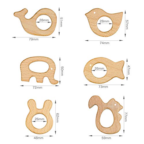 6 Piezas Mordedor Madera Bebe, Juguetes para Rompecabezas de Juguete Madera Bebé Masticar Herramienta de Protección Juguete de Dentición