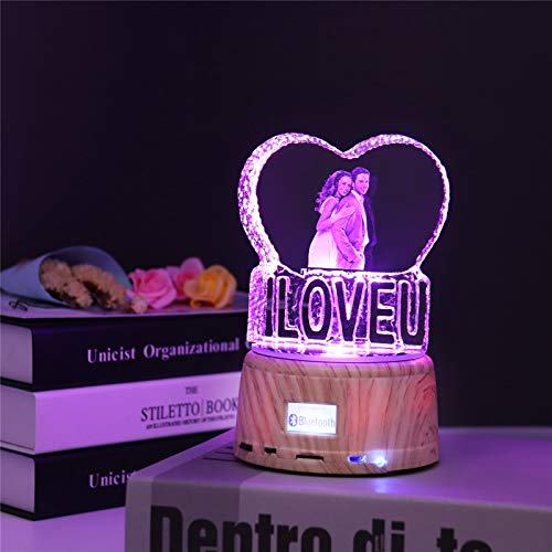 7 Colores Con Foto Grabada Y Nombre Cristal Heart Music Lámpara Led Night Light Marco De Fotos Único Día De San Valentín Aniversario Ideas De Cumpleaños Para Niños Mujeres Iloveu