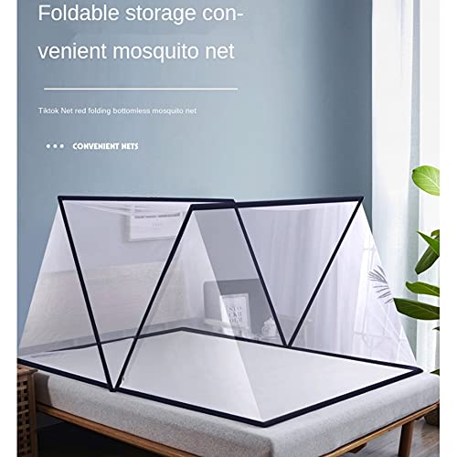 73FACAI Mosquitera Plegable Sin Fondo Mosquitera Portátil Tienda de Campaña para Ventana Cama Plegable Dosel en la Cama Mosquitera Cama de Bebé,Blue,135 * 190cm