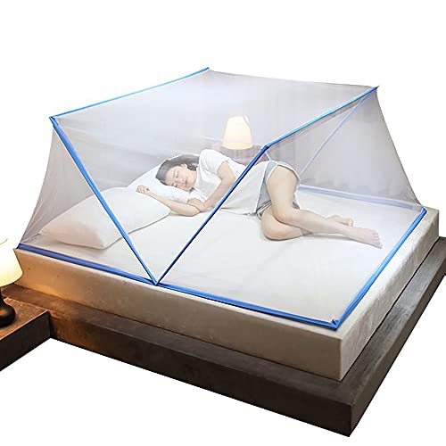 73FACAI Mosquitera Plegable Sin Fondo Mosquitera Portátil Tienda de Campaña para Ventana Cama Plegable Dosel en la Cama Mosquitera Cama de Bebé,Blue,135 * 190cm