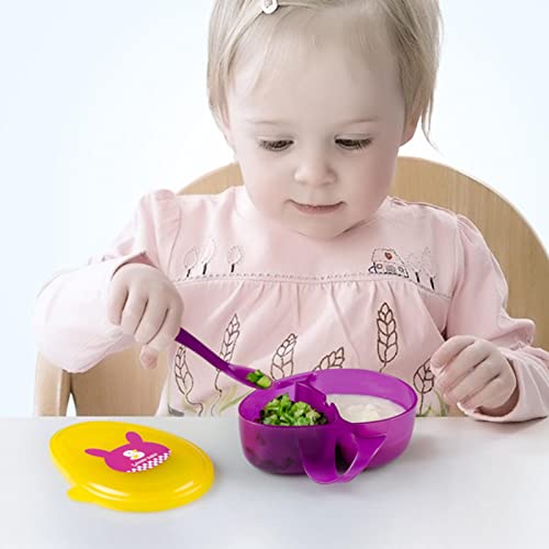 AABEY Cuencos y Cuchara para bebés, Cuenco para niños pequeños, Juego de Cuencos portátiles para Suplementos alimenticios, Cuenco compartimentado con Cuchara, vajilla de alimentación con asa