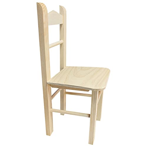 Acan Tradineur - Silla Infantil de Madera sin Tratar, Respaldo de Pico, Altura del Asiento 22,8 cm, Silla para niños con reposapiés, 45,4 x 23,2 x 21,5 cm