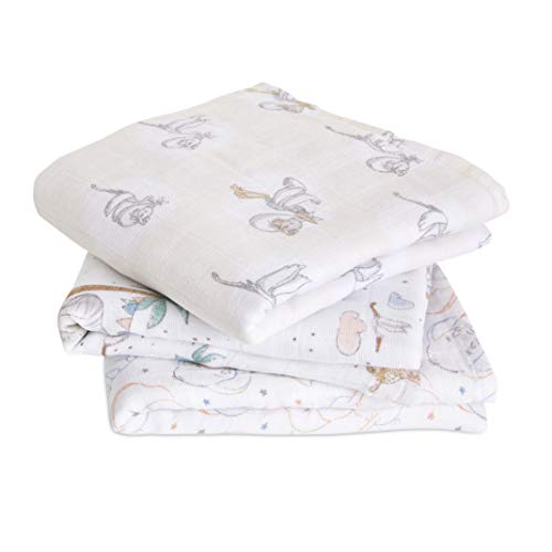 aden + anais Musy Squares - Pack de 3 Muselina de algodón 100% Disney Baby - My Darling Dumbo (70 x 70 cm)