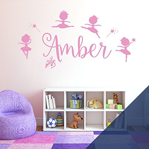 Adhesivo decorativo para pared, diseño de bailarina de bebé de Disney, princesa, zapatos de ballet, varita y estrella [cobalto]