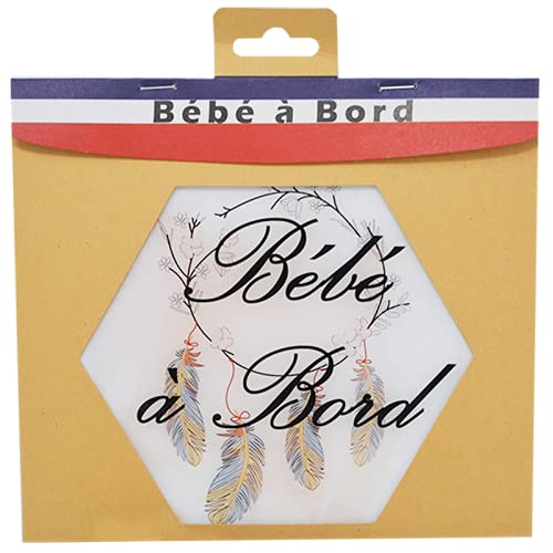 Adhesivo para coche de bebé a bordo, fabricado en Francia, diseño de atrapasueños bohemio