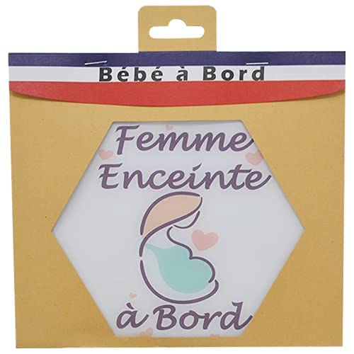 Adhesivo para coche de bebé a bordo, fabricado en Francia, diseño de mujer embarazada a bordo, resina natural