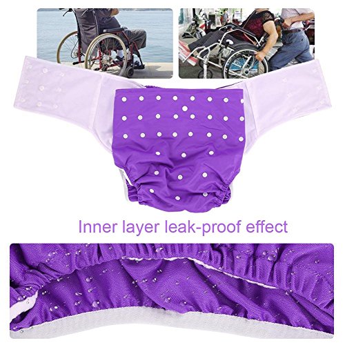 Adultos pañales de tela, ajustado pañal de pañal reutilizable y ropa interior protectora de cuidado de incontinencia, adecuado para hombres mujeres adolescentes(Purple)