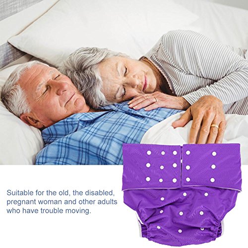 Adultos pañales de tela, ajustado pañal de pañal reutilizable y ropa interior protectora de cuidado de incontinencia, adecuado para hombres mujeres adolescentes(Purple)