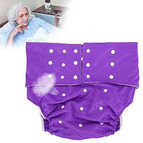 Adultos pañales de tela, ajustado pañal de pañal reutilizable y ropa interior protectora de cuidado de incontinencia, adecuado para hombres mujeres adolescentes(Purple)