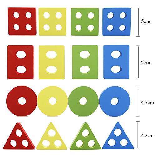 Afunti Apilador Geométrico de Madera Bloques de Construcción para Clasificar Apilar Encajar Juguetes Educativos Apilables para Niños Niñas Bebés de 1 2 3 4 Años