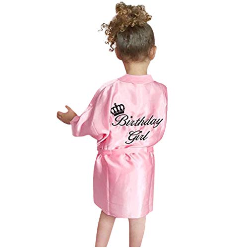 Albornoz Kimono de Satén de Seda para Niños Niñas Albornoces Cumpleaños Ropa de Dormir Unisex Pijamas Delgado Birthday Bata de baño