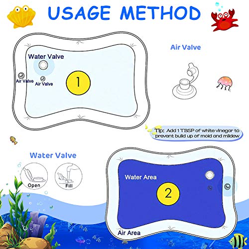 Alfombra de Juego de Agua para Bebé, Agua Del Bebé Cojin, Inflable Alfombra de Juego, Inflable Tapete de Bebés Estera Entretenimiento de Agua y la Estimulación del Crecimiento de Bebé