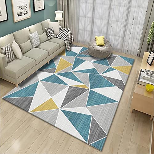 Alfombra Gateo Bebe Alfombra Amarilla con patrón Triangular, Transpirable, Resistente al Desgaste, Duradera, a Prueba de Polvo, Alfombra para Gatear para bebés Alfombra Dormitorio ,Amarillo,140x200cm