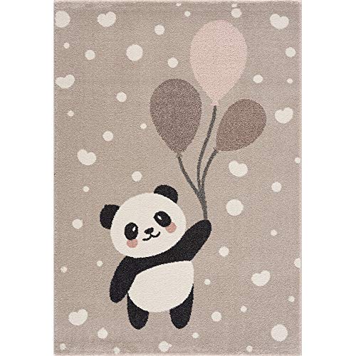 Alfombra infantil – Alfombra para habitación infantil – Alfombra infantil – Alfombra infantil – Alfombra infantil – Oso panda – Corazón – Color beige – Tamaño – 120 x 170 cm