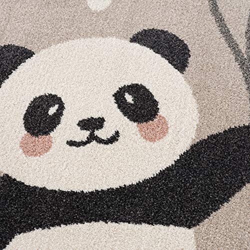 Alfombra infantil – Alfombra para habitación infantil – Alfombra infantil – Alfombra infantil – Alfombra infantil – Oso panda – Corazón – Color beige – Tamaño – 120 x 170 cm