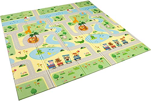 Alfombra infantil plegable Suelo para bebes acolchado 2 caras, impermeable y lavable 180 cm x 160 cm (Modelo 1)